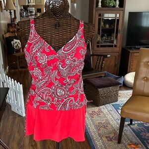 Jantzen New Red Paisley Women's Swimsuit Two Piece Size 16